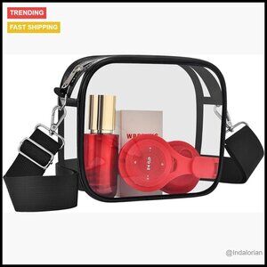 Clear Stadium Approved Crossbody Bag Transparent Messenger PVC Water Resistant